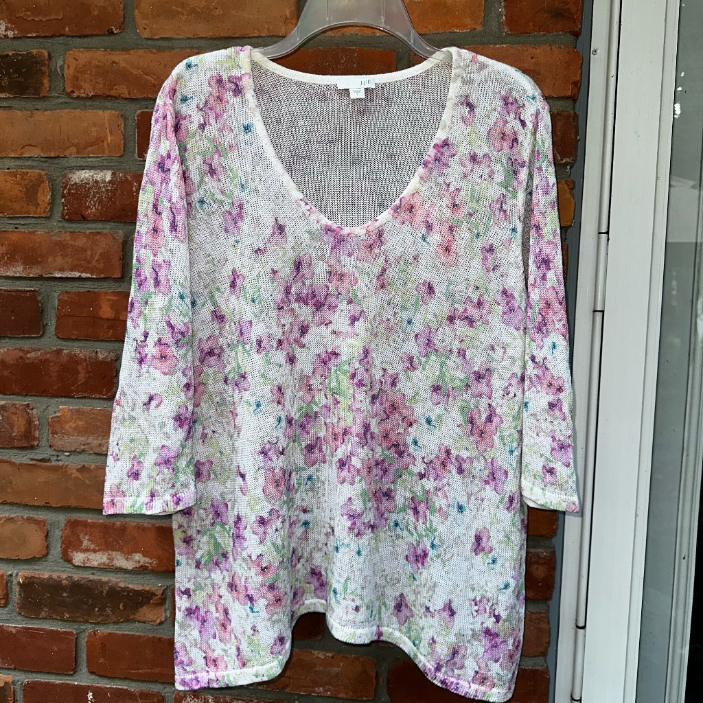 J.Jill Sweater Airy Floral Sweater ~ Large